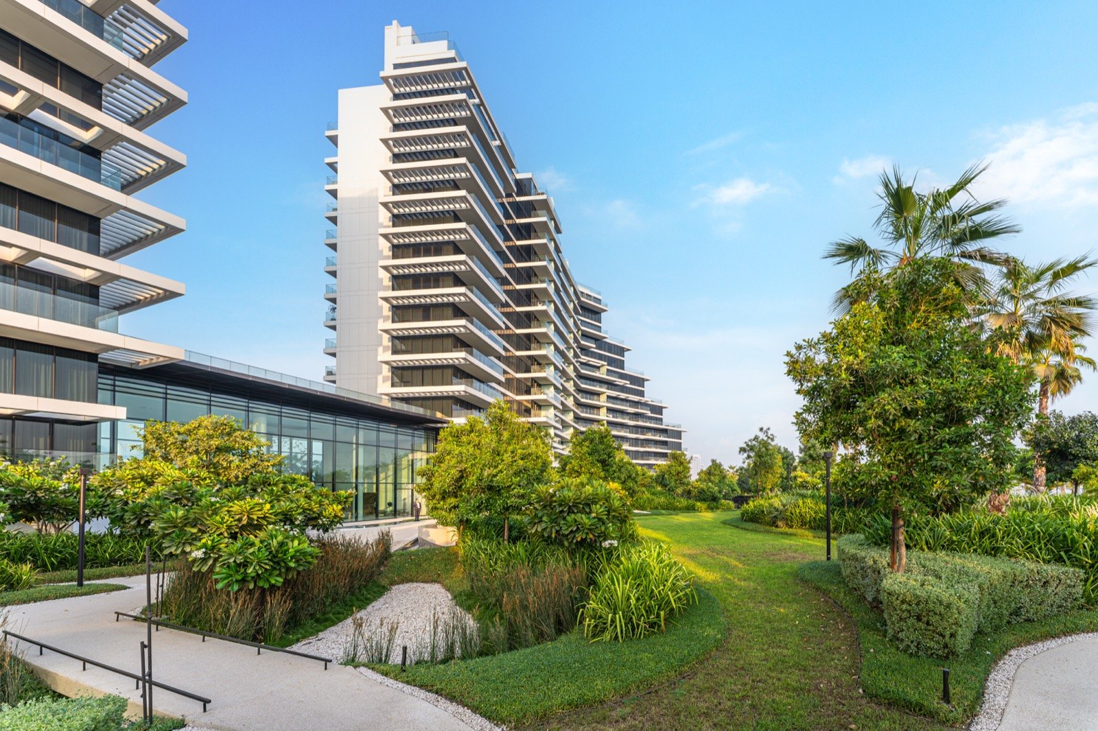 The terraced residences above landscaped gardens at Kempinski Residences The Creek